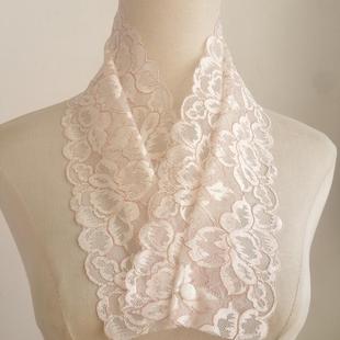 精致网纱花边柔美内搭领蕾丝刺绣金线盘花交叉高领护颈假领子