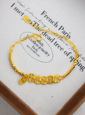 招财纳福碎碎冰五帝钱纳福手链