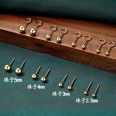 s999足银耳钉女简约百搭弯钩豆豆