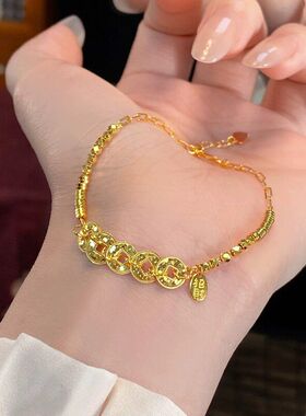 金店款沙金爆闪钱多多手链新款