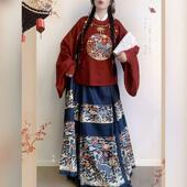 原创 短袄马面裙秋冬季 麒麟 汉服女国风明制圆领大襟绣花琵琶袖