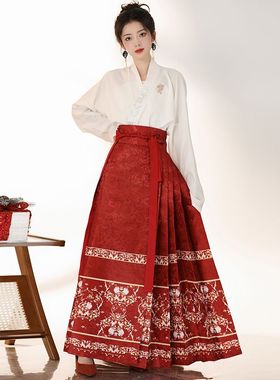 新品原创【春江宴】明制绣花改良飞机袖国风马面裙汉服女士日常夏