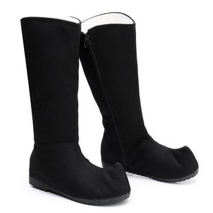 古装汉服鞋靴子男款皂靴春秋轻薄翘头防水橡胶底平跟古代表演官靴