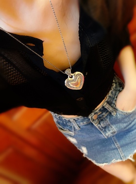 泰国进口925纯银爱心吊坠钨钢钻亮面独特空心工艺少女心ins数量少