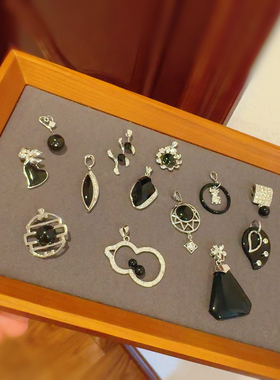 工厂清货925纯银天然绿玛瑙吊坠爱心飞猪菱形吊坠