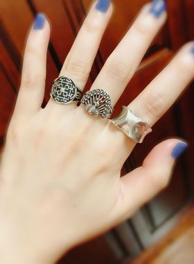 手工纯银百搭复古孔雀女戒