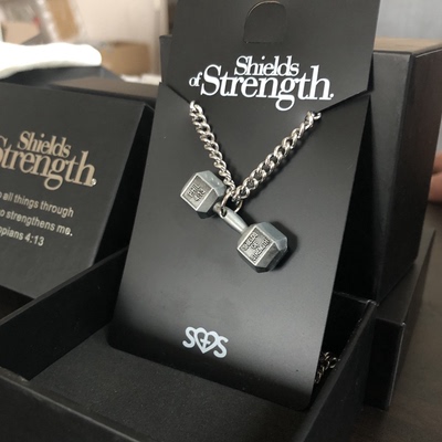 sos钛钢哑铃项链现货小杠铃吊坠