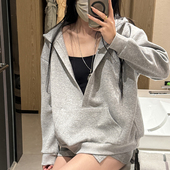连帽卫衣女2025新款 宽松慵懒风休闲韩版 设计感灰色外套显瘦上衣