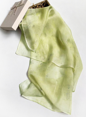 善本源草木染桑蚕丝小方巾