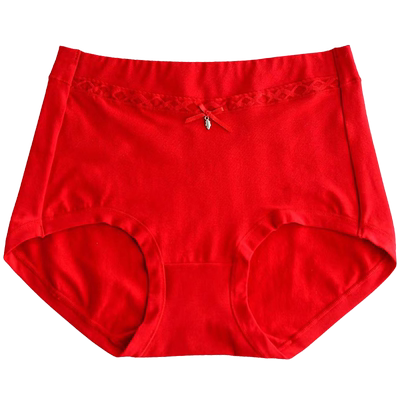 蝶安芬大红色女高腰棉本命年内裤