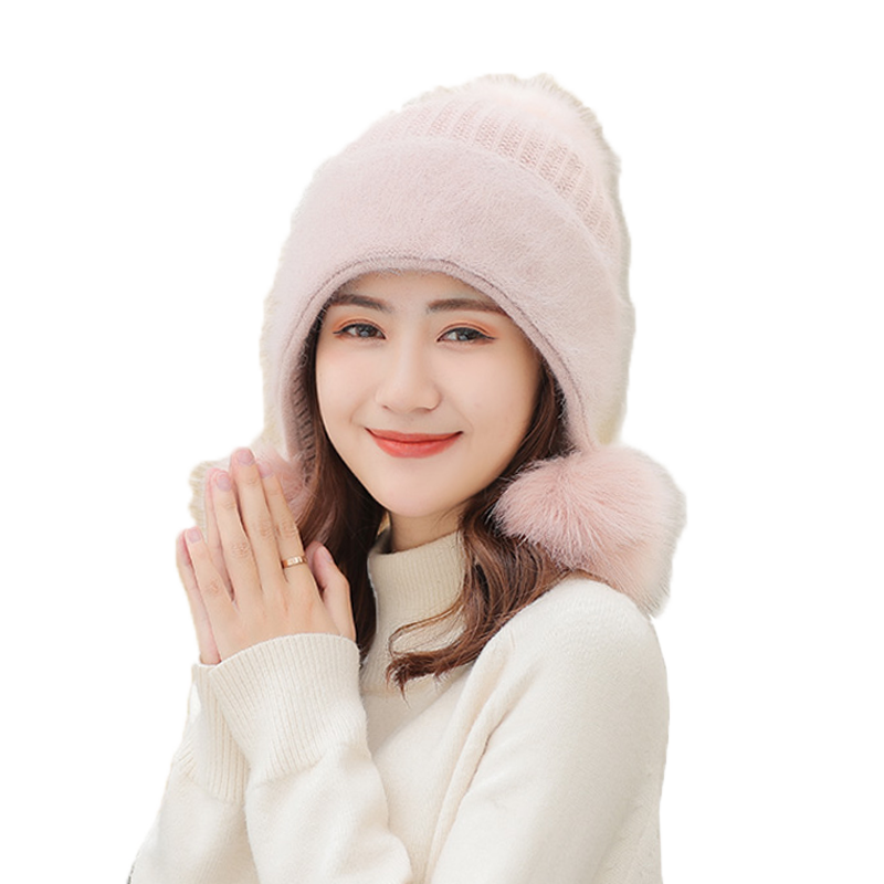 毛线帽子女士冬季韩版百搭甜美可爱秋冬天加厚加绒护耳保暖针织帽