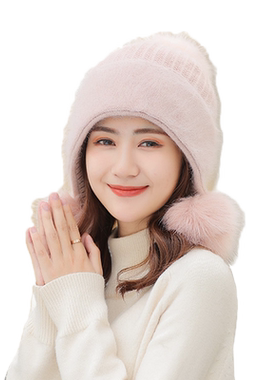 毛线帽子女士冬季韩版加厚加绒