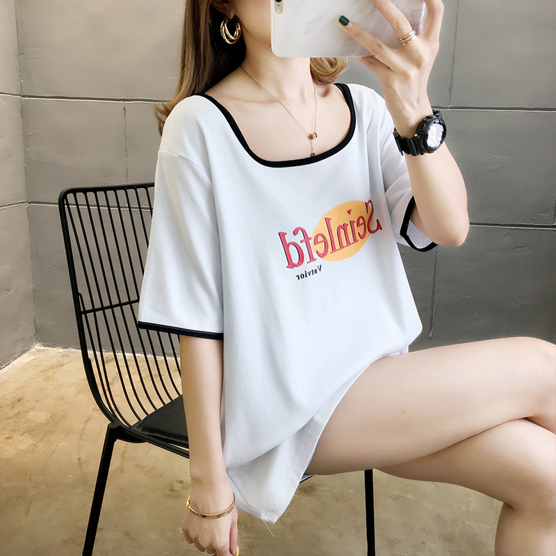 Real shot summer new color matching round neck short sleeve T-shirt