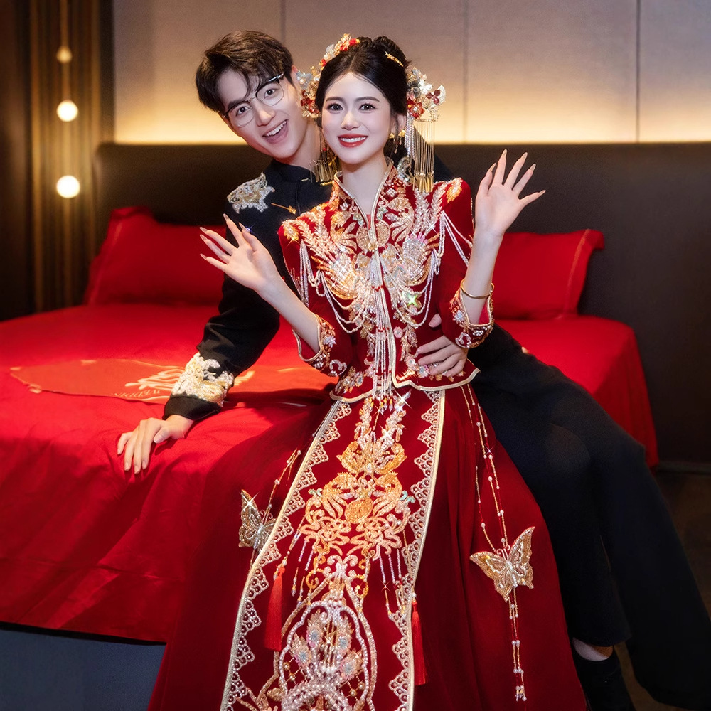 秀禾服新娘2025新款新中式婚服结婚礼服嫁衣出阁男女套装重工高端