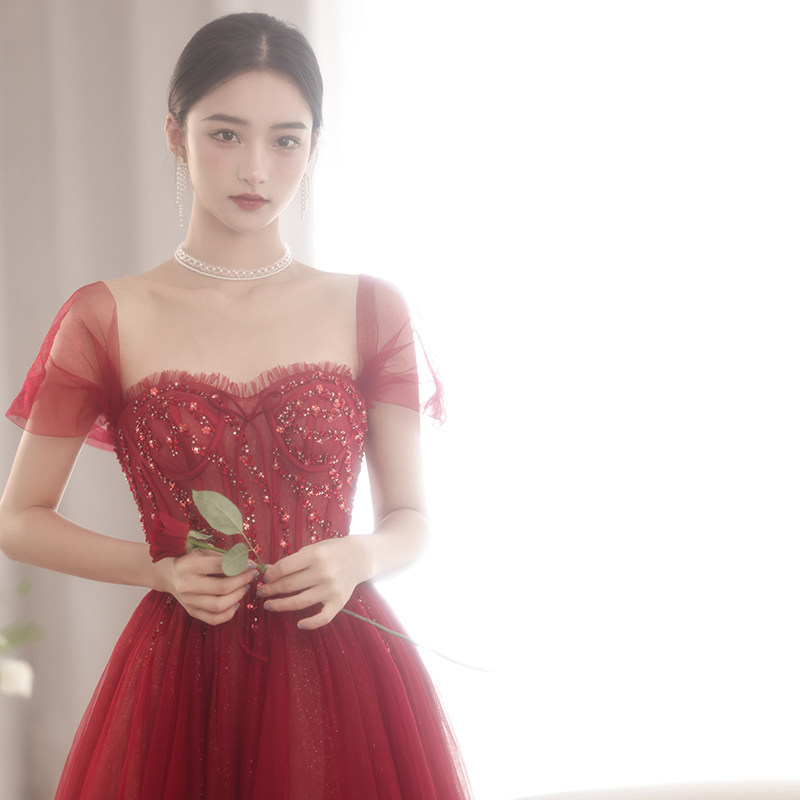 敬酒服孕妇新娘女红色晚礼服订婚连衣裙女轻奢小众高端感婚纱