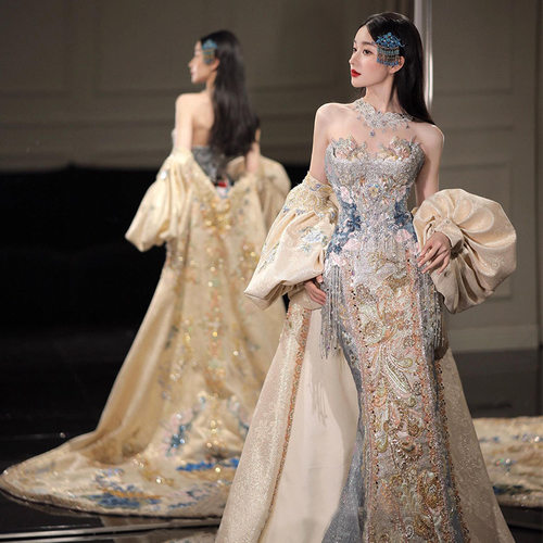 新中式嫁衣礼服2025夏新款新娘结婚敬酒服婚服出阁服气质鱼尾礼服