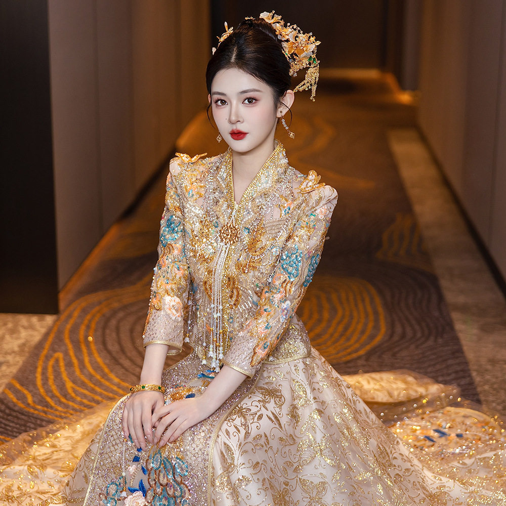香槟色秀禾服婚服2026新款新娘结婚金色婚礼敬酒中式婚服出阁服