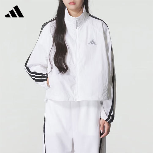 Adidas阿迪达斯女子梭织运动休闲外套短款拉链透气防晒衣KC0181