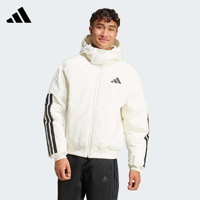 Adidas阿迪达斯羽绒服男连帽防风鸭绒面包服运动外套上衣JG3852