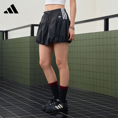 Adidas阿迪达斯三叶草女半身裙2026夏休闲运动短裙泡泡裙 KU4773