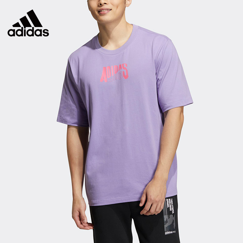 Adidas阿迪达斯Neo夏季新款男女短袖运动休闲宽松透气T恤HS8838