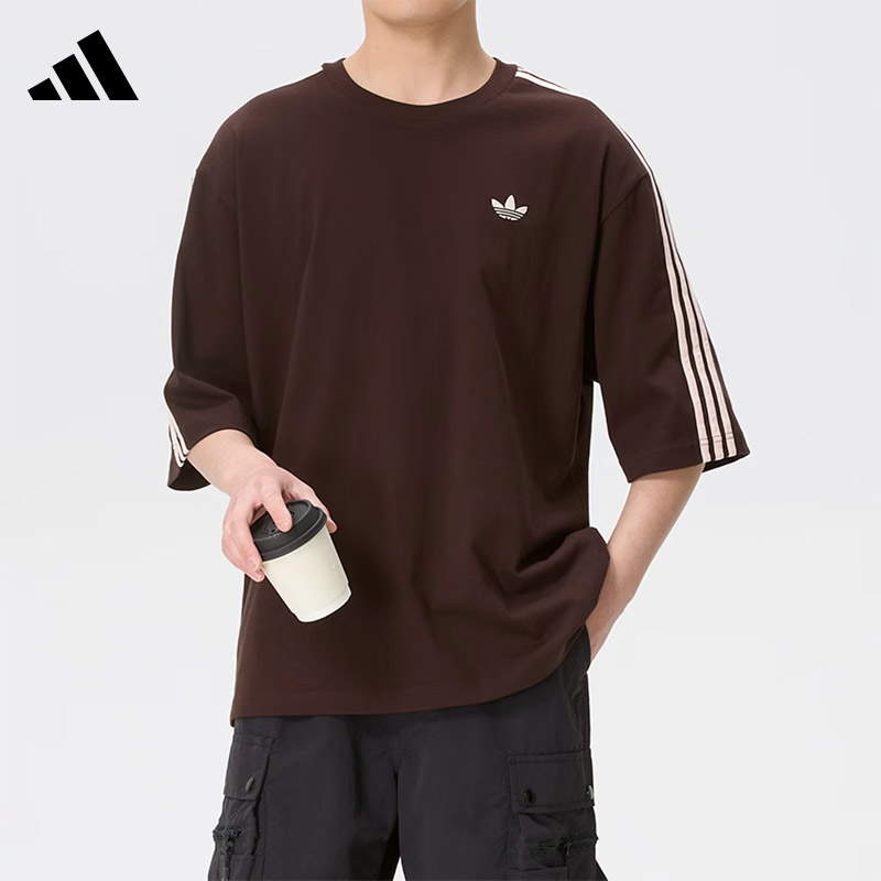 阿迪达斯三叶草男经典三条纹短袖运动休闲圆领T恤舒适上衣KG6333