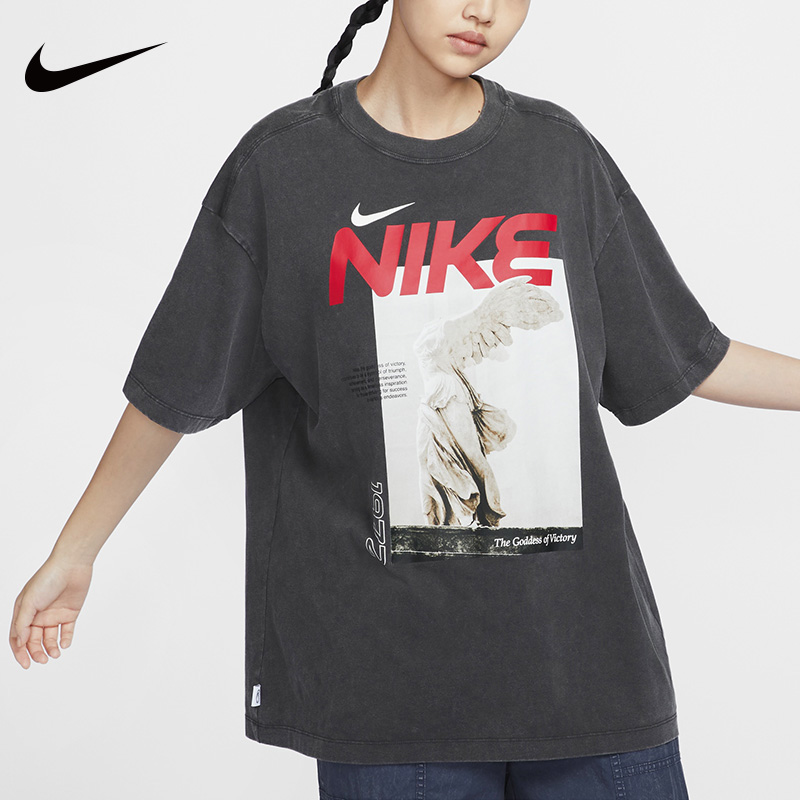 Nike耐克短袖女2025夏季新款复古做旧天使女神宽松纯棉T恤HF6292