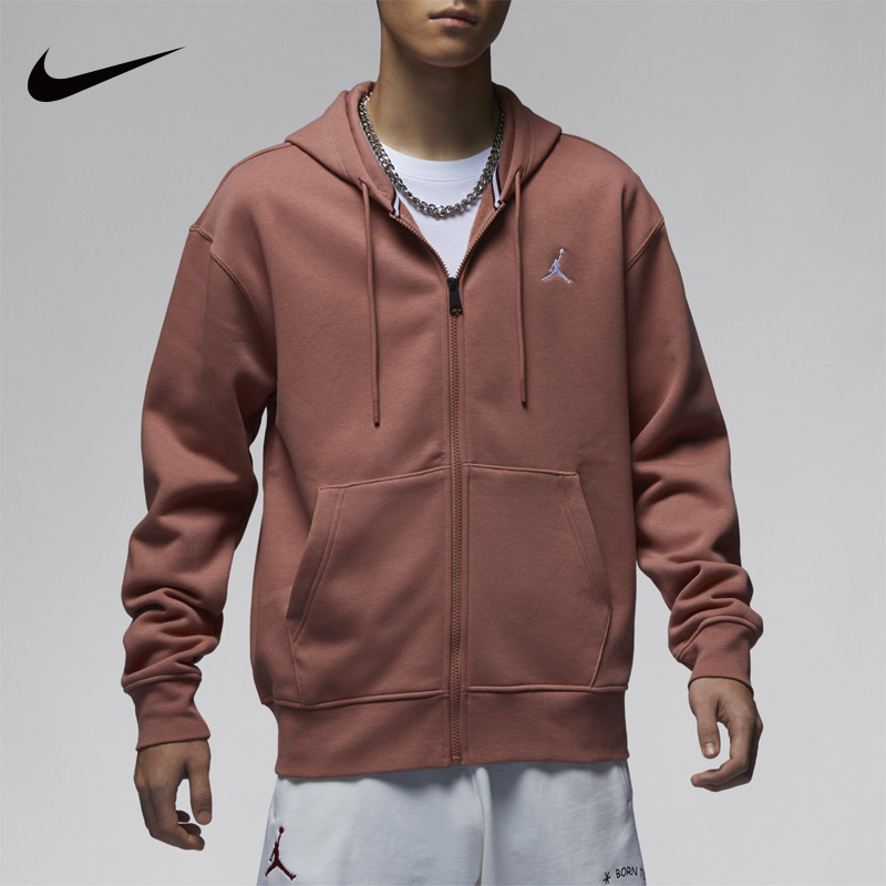Nike耐克外套男秋冬季款Jordan运动连帽衫针织加绒夹克FJ7772-810