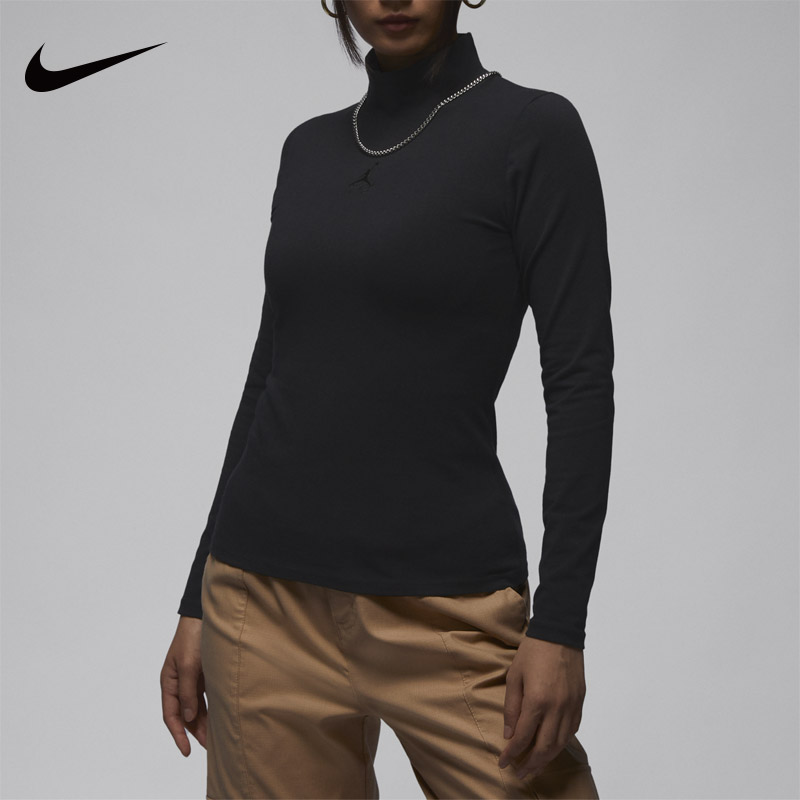 Nike耐克秋冬新款Jordan女子简约时尚透气长袖高领运动T恤FQ8061