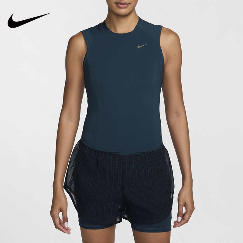 Nike耐克女子夏季快干圆领跑步运动休闲训练无袖背心T恤FV6382