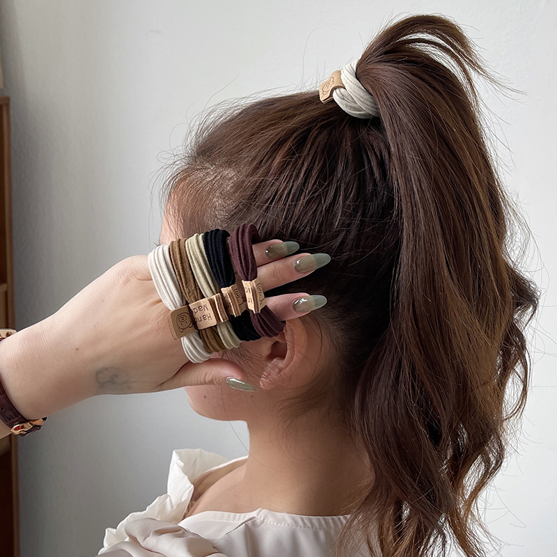 高马尾头绳无缝简约小熊标皮筋