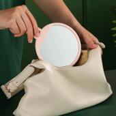 家用梳妆台台式 化妆镜学生便携手柄镜宿舍挂镜美容手持镜子可折叠