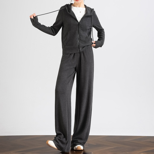 新款 欧洲站高个子运动套装 2026春季 装 两件套女 欧货连帽卫衣直筒裤