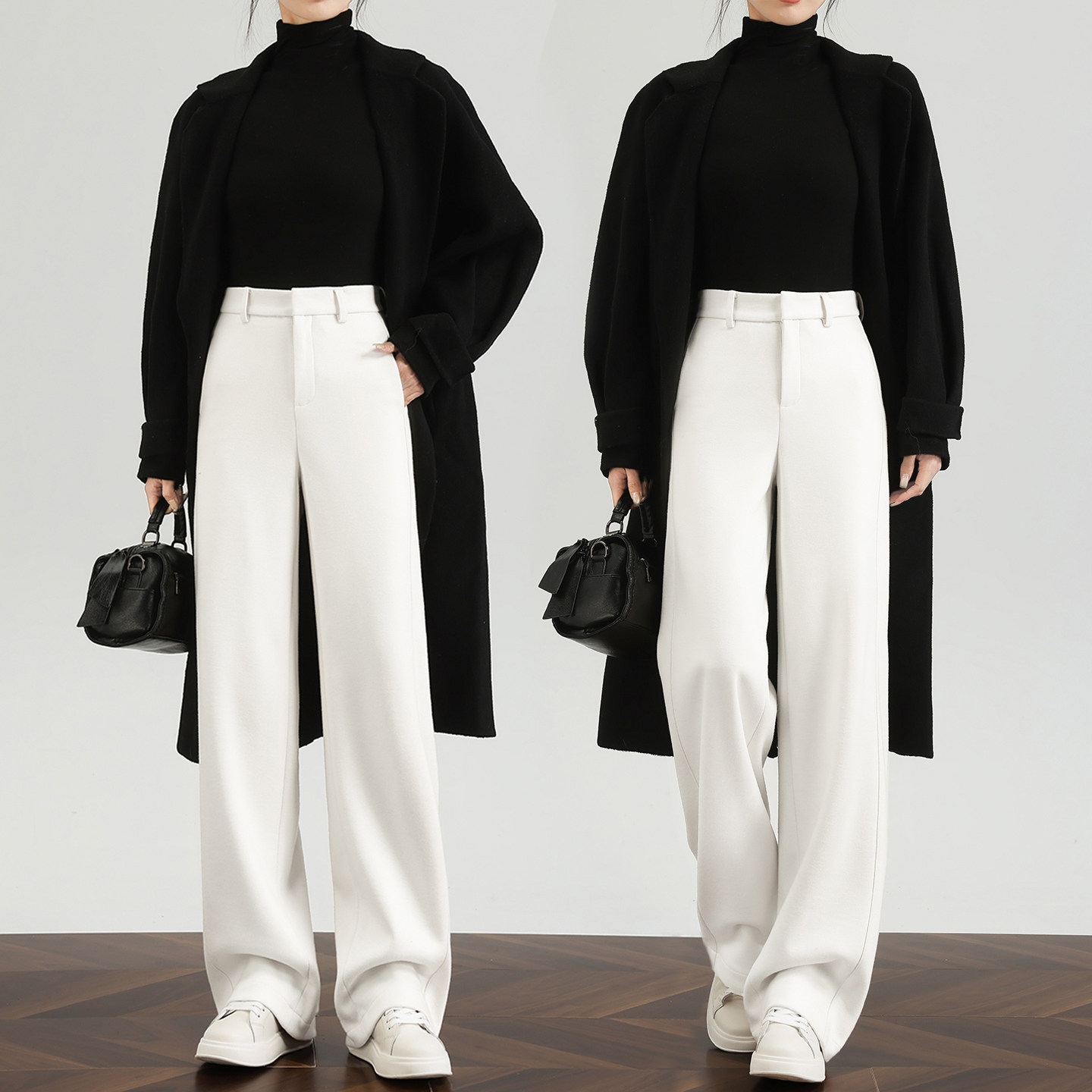 软糯醋酸羊毛加厚毛呢直筒裤冬季老钱风白色拖地垂感阔腿裤女,女装/女士精品,休闲裤,淘宝优惠券,粉丝福利购,淘宝优惠卷