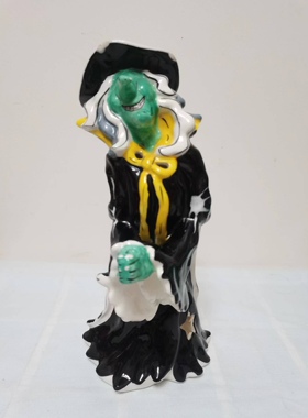 出口陶瓷bluesky布鲁瓷女巫戴帽子摆件烛台万圣节搞怪装饰