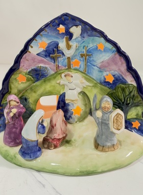 出口Blue Sky布鲁瓷陶瓷手绘士兵摆件烛台家居装饰品仓鼠宝宝窝