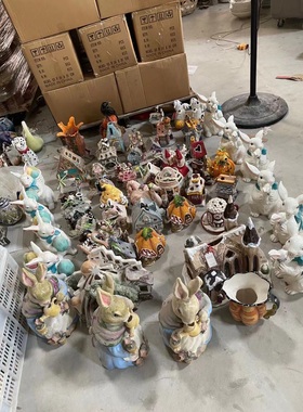 瑕疵Bluesky布鲁瓷陶瓷摆件烛台金丝熊仓鼠窝壶车万圣节出口单