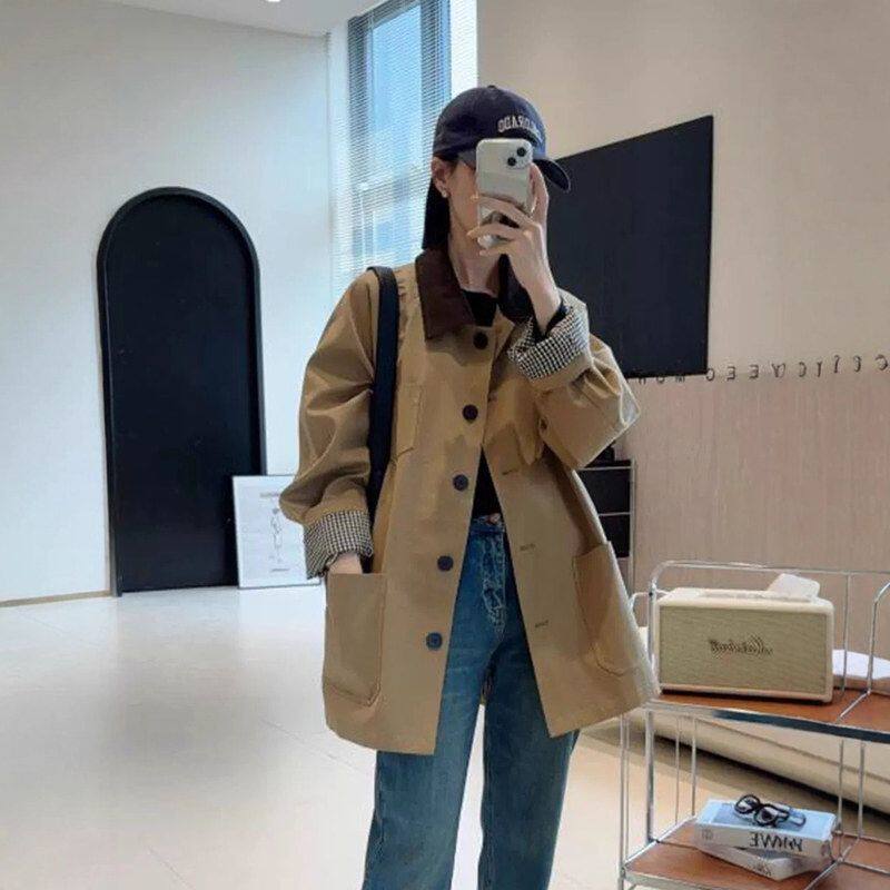 单排扣中长款2025女韩系显瘦撞