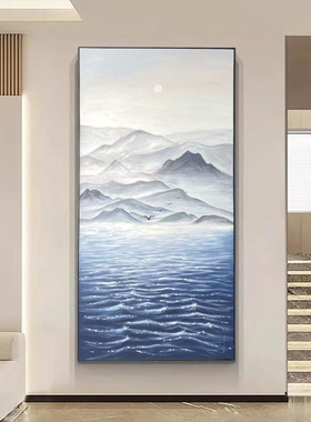 纯手绘油画日出装饰画大海风景