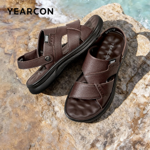 男款 真皮开车两用凉鞋 拖鞋 意尔康男鞋 软底爸爸鞋 夏季 男士 2026新款