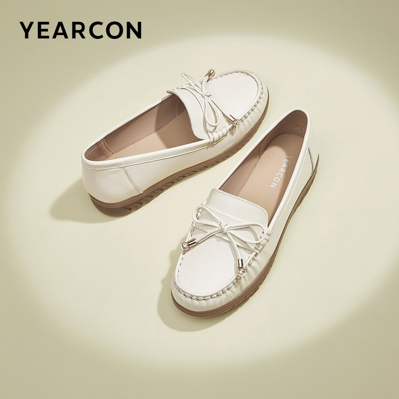 意尔康女鞋春秋季女士平底豆豆鞋妈妈单鞋工作通勤小皮鞋护士鞋,女鞋,乐福鞋（豆豆鞋）,淘宝优惠券,粉丝福利购,淘宝优惠卷