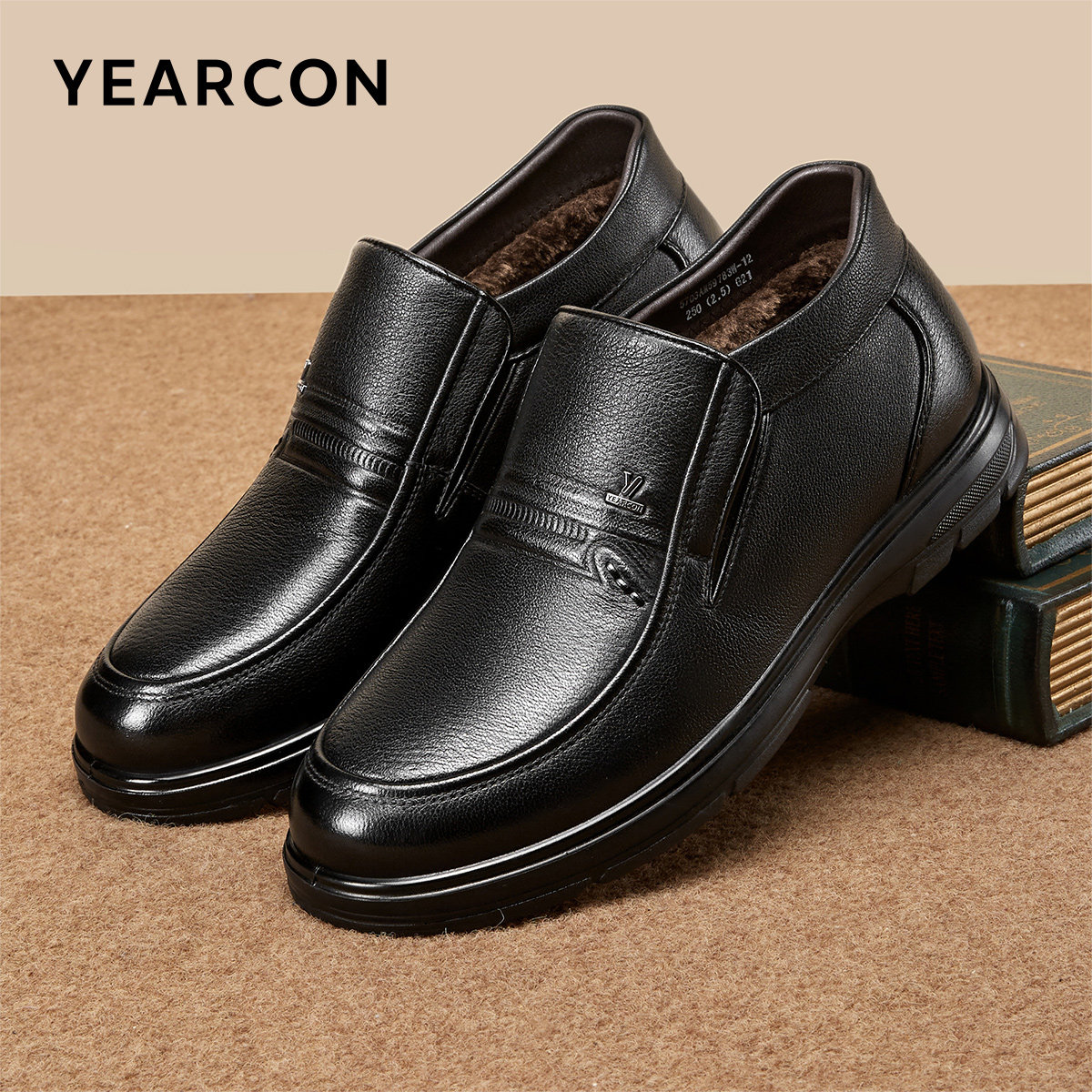 意尔康男鞋2025新款冬季男士真皮休闲加绒保暖皮鞋爸爸棉鞋中老年