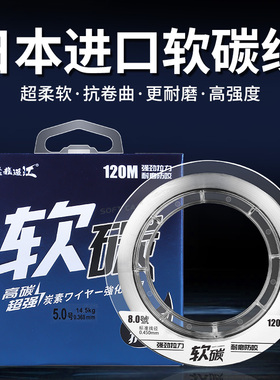 日本进口碳线路亚前导线专用碳素主线超柔软强拉力正品钓鱼线子线