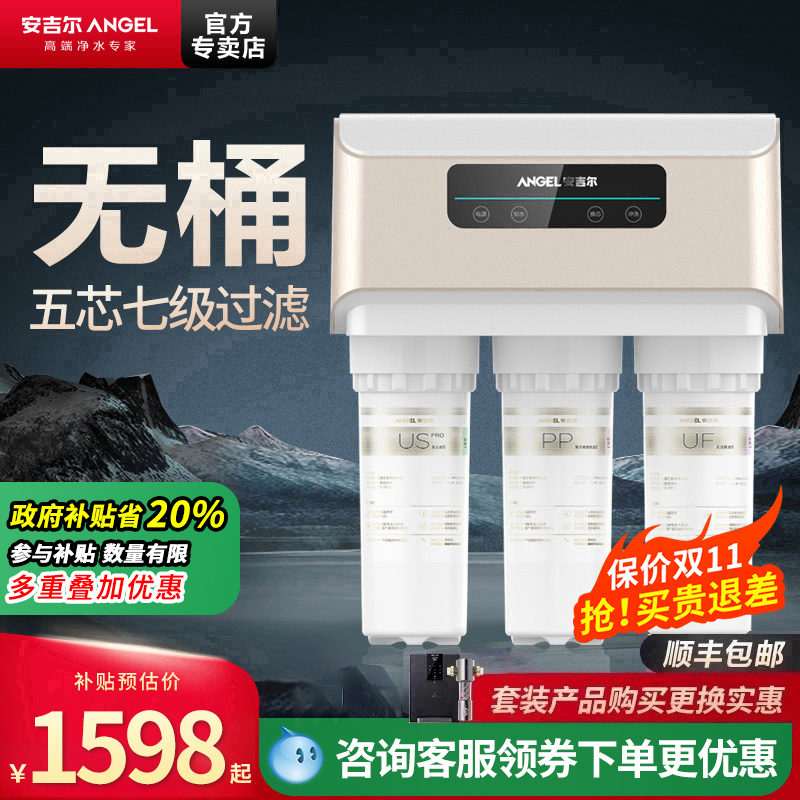 政府补贴 安吉尔净水器家用直饮纯水机壁挂5级厨房反渗透过滤无桶
