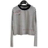 设计感小众纯棉内搭上衣 t恤女2024早秋新款 JANUARY一月 条纹长袖