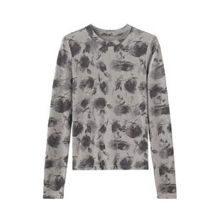 JANUARY一月~设计感扎染印花长袖T恤女秋冬新款百搭显瘦打底上衣