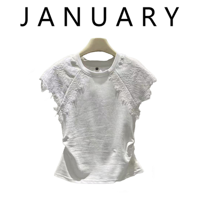 蕾丝拼接短袖T恤女夏季新款
