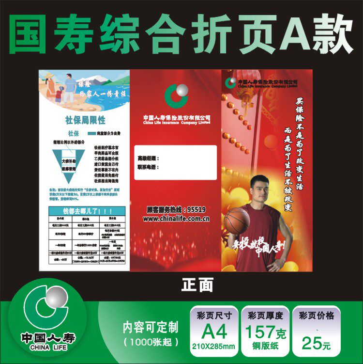 中国人寿保险综合彩页宣传单车险如意行国寿福彩页