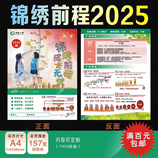 中国人寿保险彩页宣传单广告海报