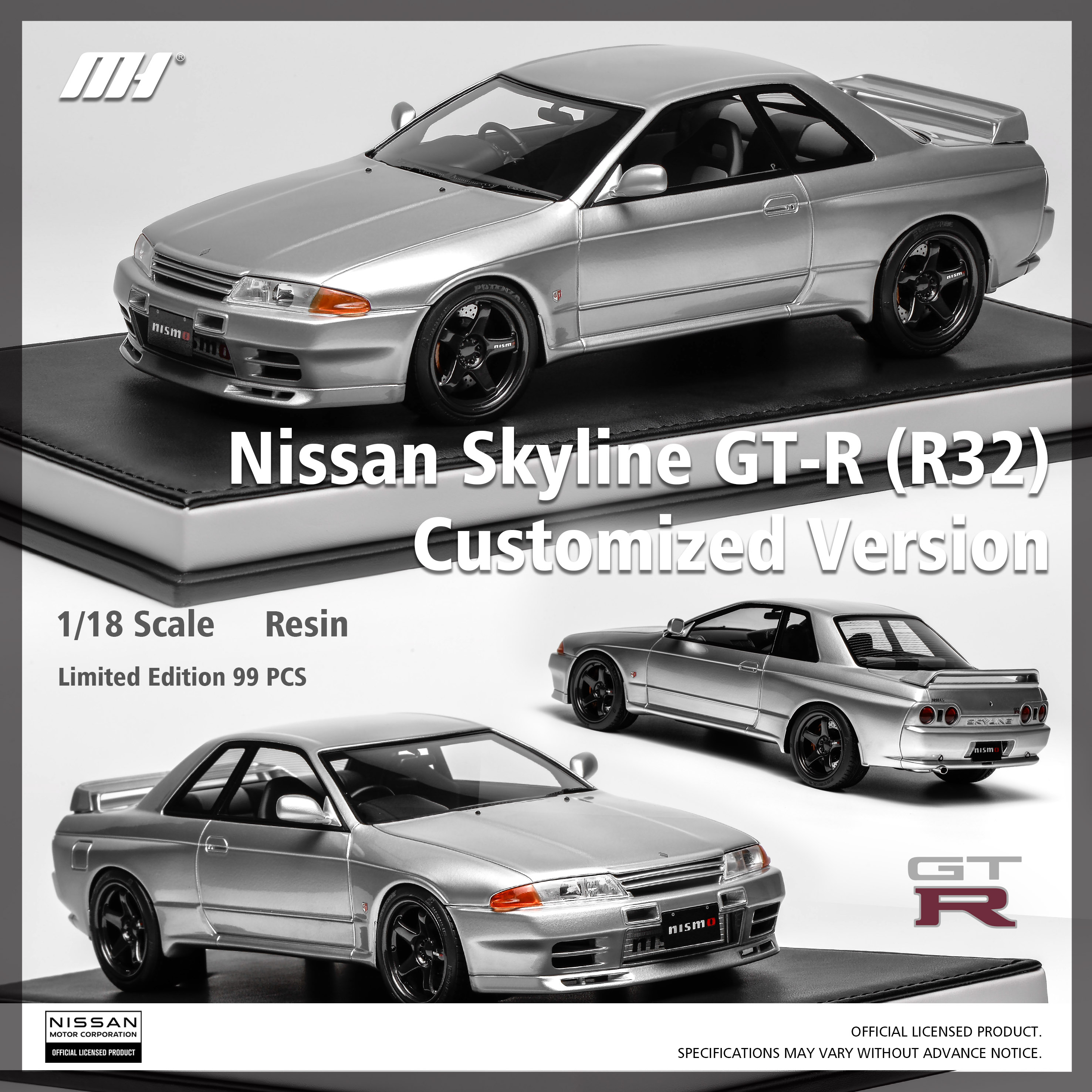 预1:18 MOTORHELIX 日产天际线GTR(R32 型)定制版汽车模型收藏